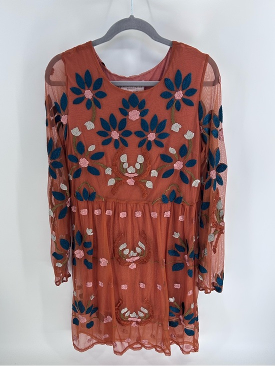 Philosophy Dresses & Skirts - Philosophy Embroidered Rust Orange Floral Mesh Dress | Large